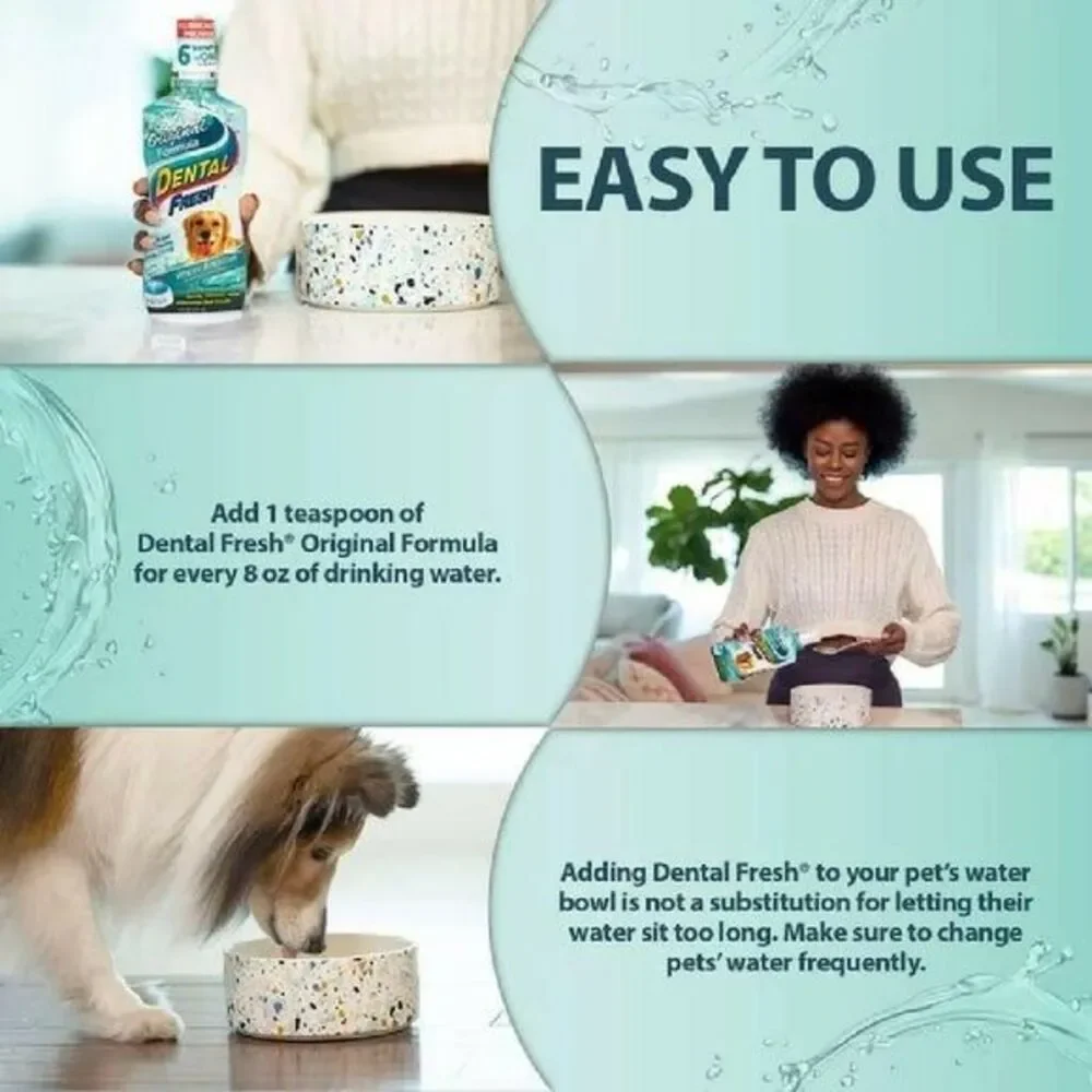 Dental Fresh Water Additive for Dogs, Cleans Teeth & Freshens Breath, 17oz